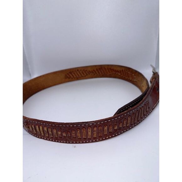 Brown Leather Belt With Beautiful Weaving Detail  Size Small - Picture 8 of 8